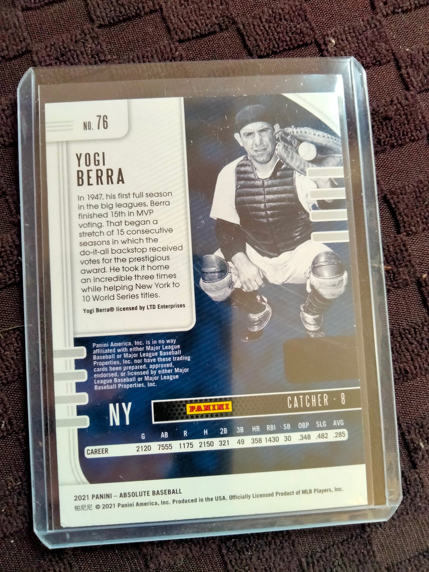 Yogi Berra 2021 Absolute Baseball #76 Green Foil Parallel Yankees