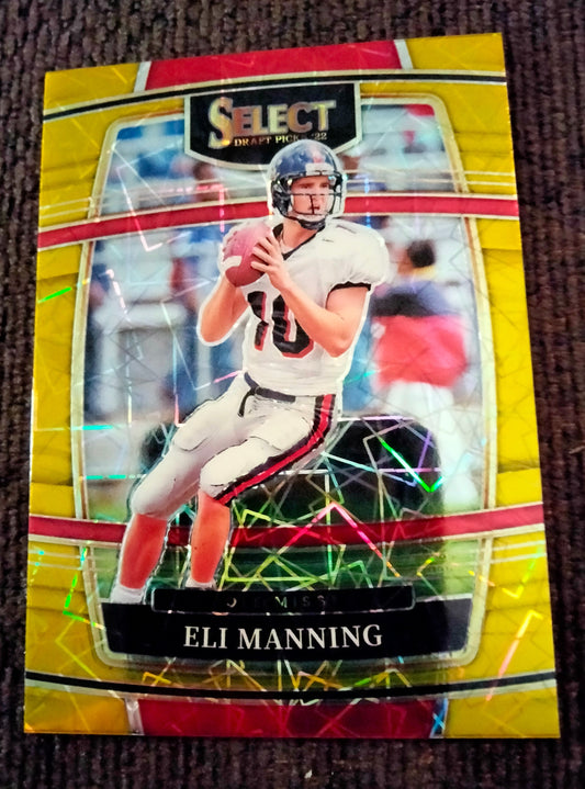 2022 Panini Select Draft Picks Eli Manning Gold Lazer Prizm #91 New York Giants