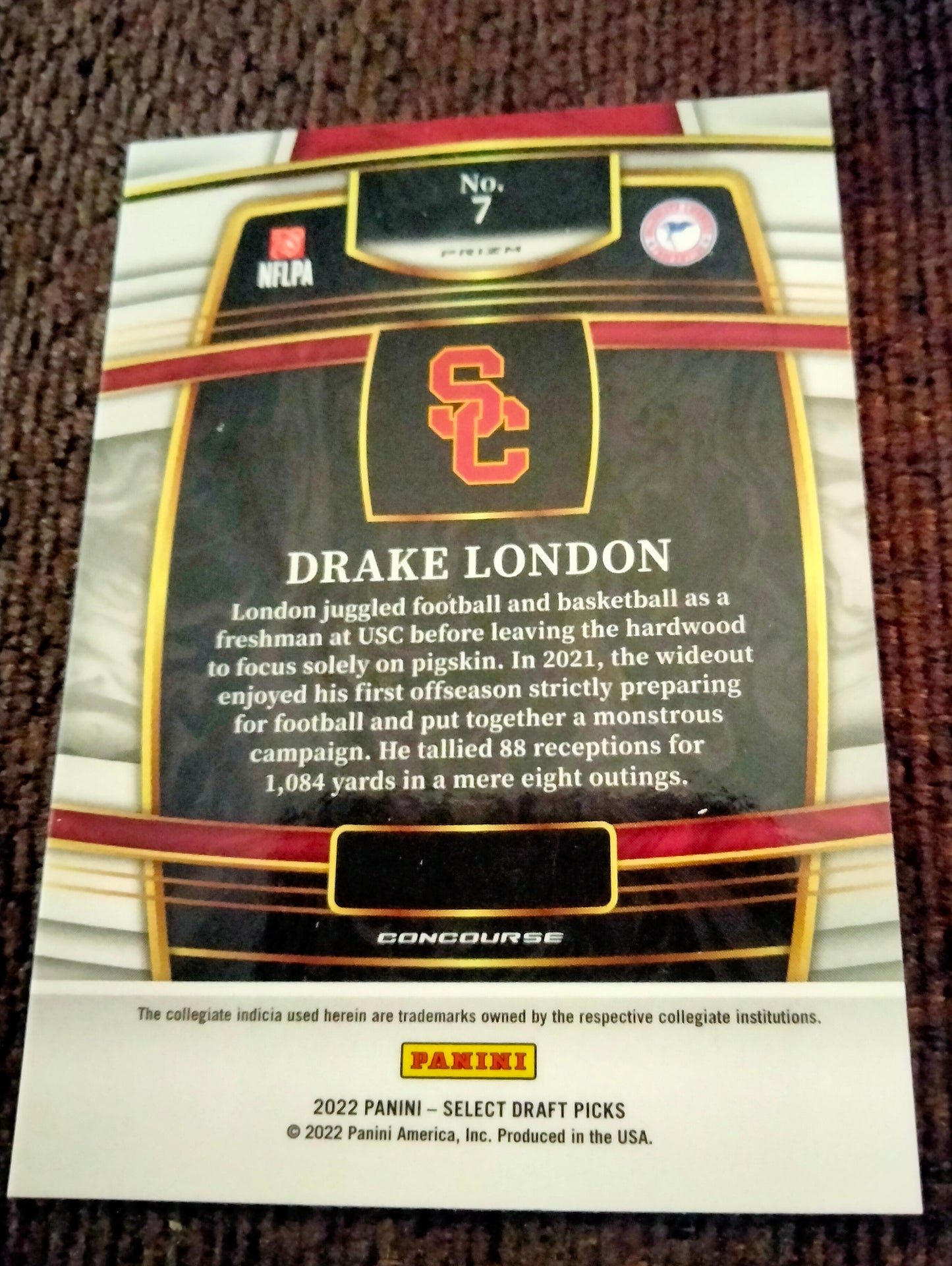 2022 Panini Select Draft Picks - Concourse #7 Drake London (RC) Dragon Scale