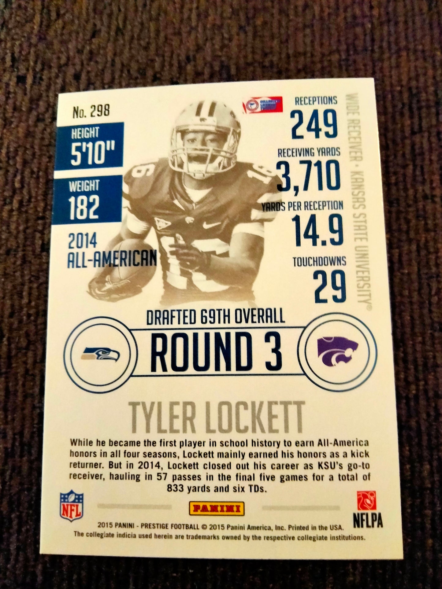 2015 Panini Prestige Rookie Tyler Lockett (College Uniform) #298 Rookie RC