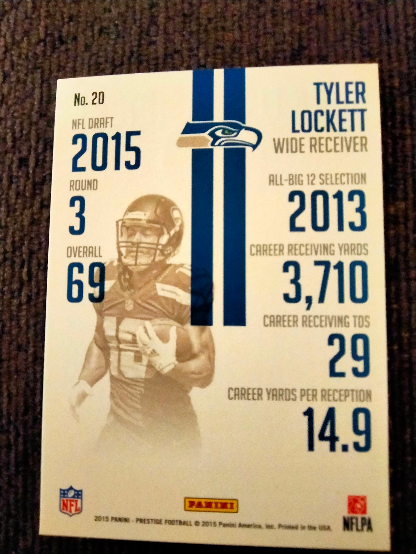 2015 Panini Prestige Prestigious Picks #20 Tyler Lockett RC Rookie Seahawks