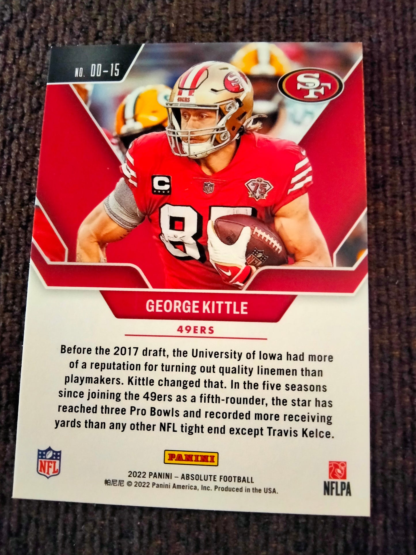 2022 Panini Absolute George Kittle Draft Diamonds DD-15 San Francisco 49ers