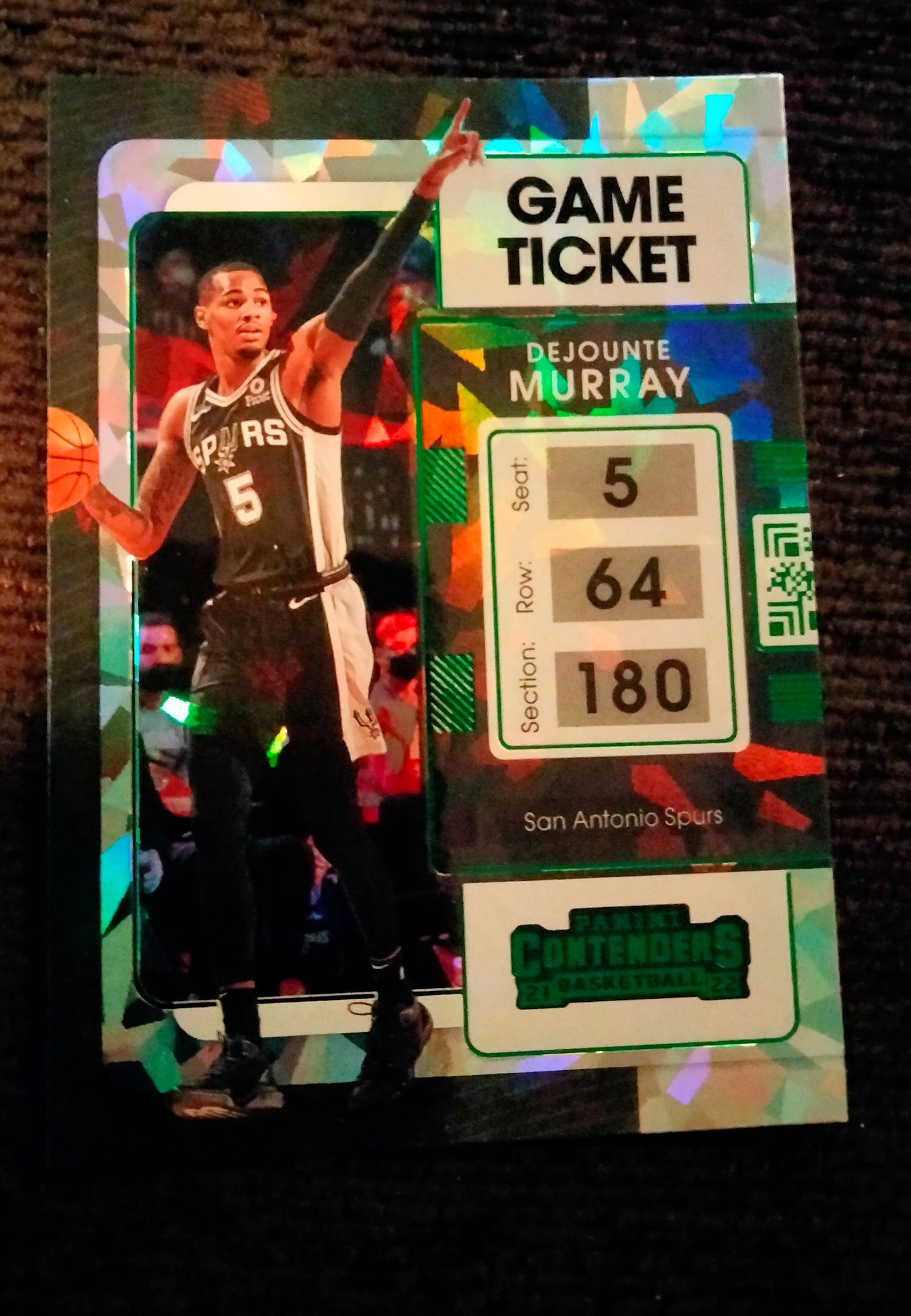 2020-21 Panini Contenders Contenders Season Ticket Green Cracked Ice Dejounte Murray #89