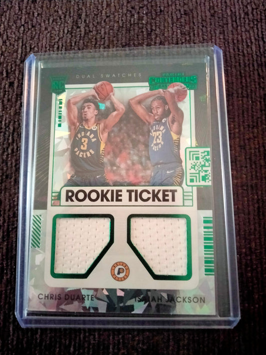 2021 Contenders Rookie Dual Swatch Chris Duarte / Isaiah Jackson Green Ice Prizm