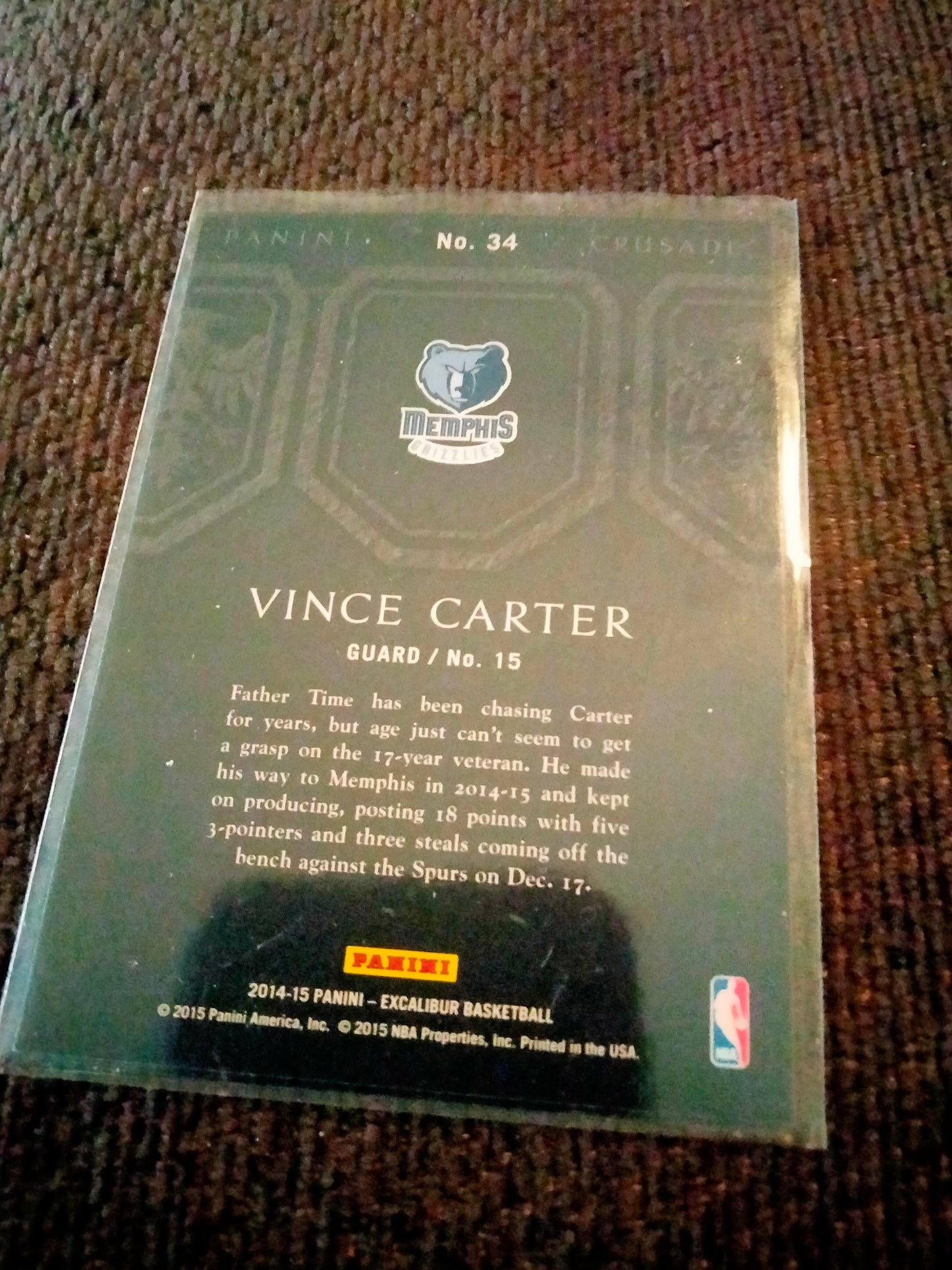 2014-15 Panini Excalibur Crusade Camouflage Vince Carter #34