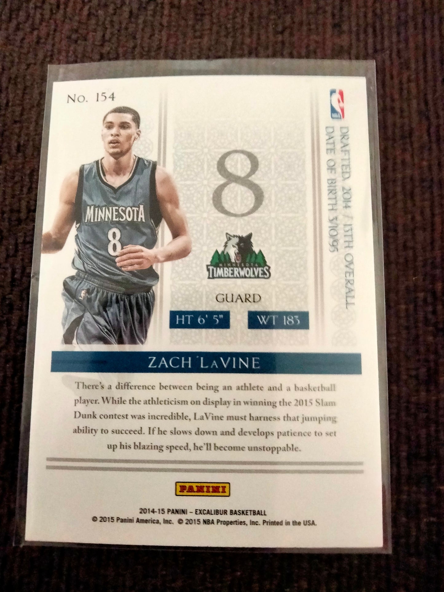 2014-15 Panini Excalibur #154 Zach LaVine RC ROOKIE