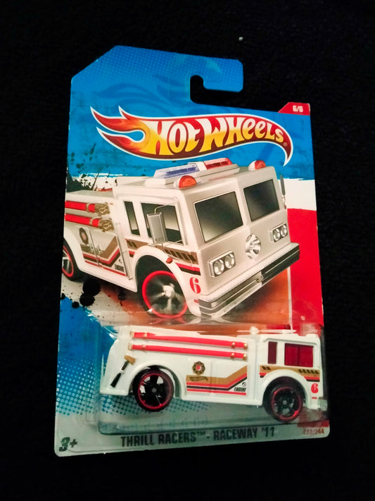 White Pearl Metallic 2011 THRILL RACERS Hot Wheels FIRE-EATER 222 /244
