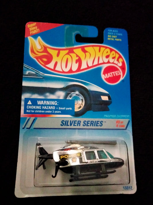 Vintage Hot Wheels 1994 Police PropperChopper #3 Of 4. New Silver Series