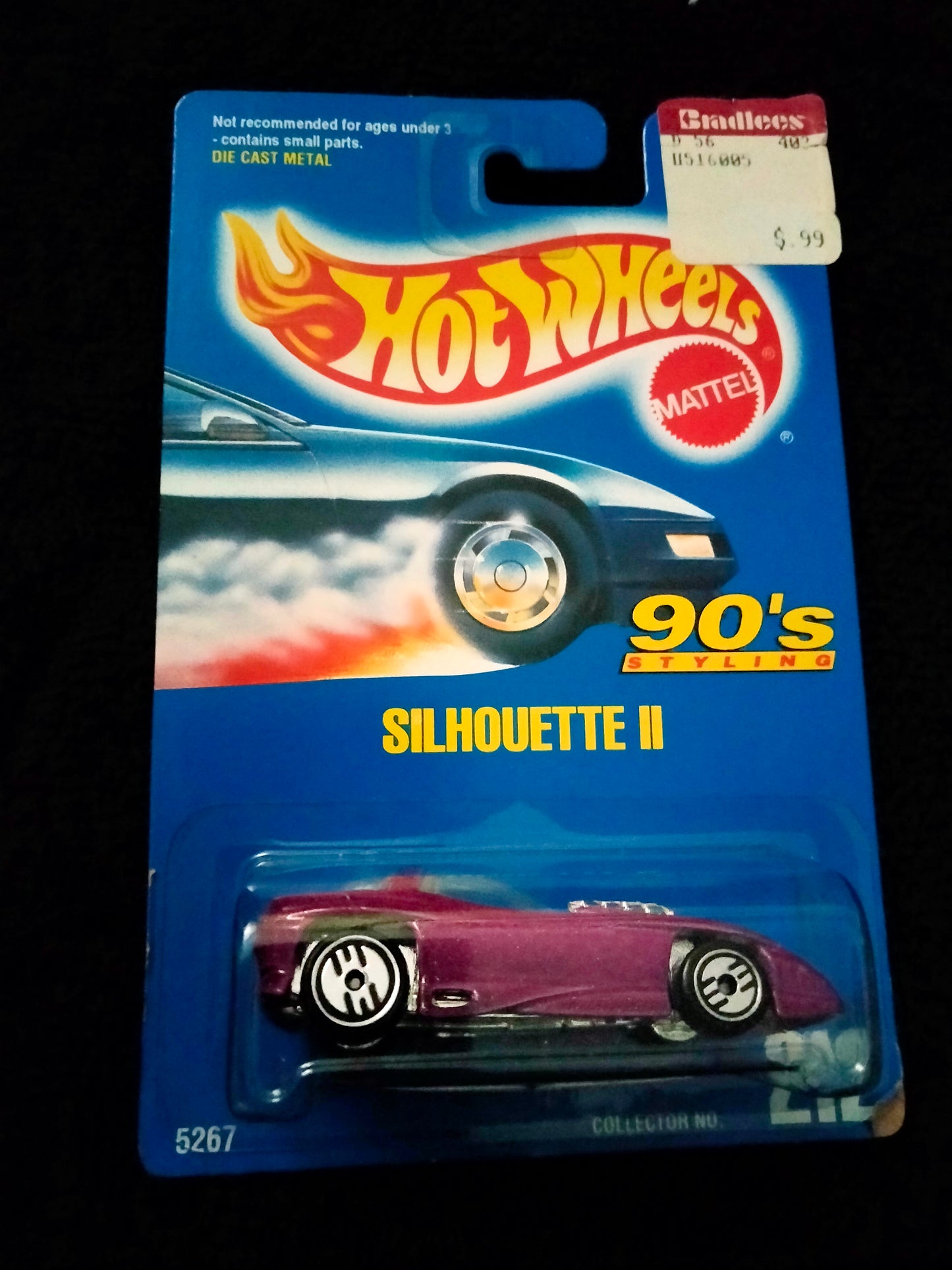 Vintage Hot Wheels 1993 90’s Styling Silhouette II Diecast Car #212 Purple 1/64