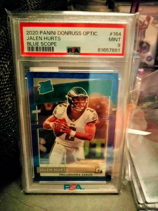 2020 Panini Donruss Optic Jalen Hurts Blue Scope Rated Rookie PSA Mint 9