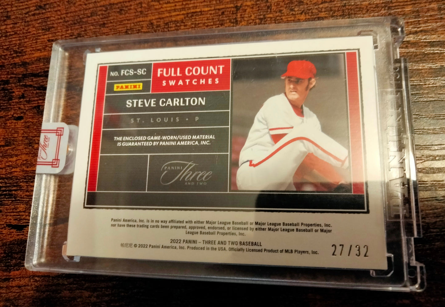 2022 Panini Three and Two Encased Steve Carlton Full Count Swatches #D 27/32