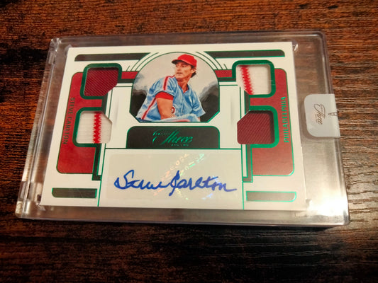 2023 Panini Uncirculated Three And Two Steve Carlton Green Quad Jersey Autographed #D 5/5