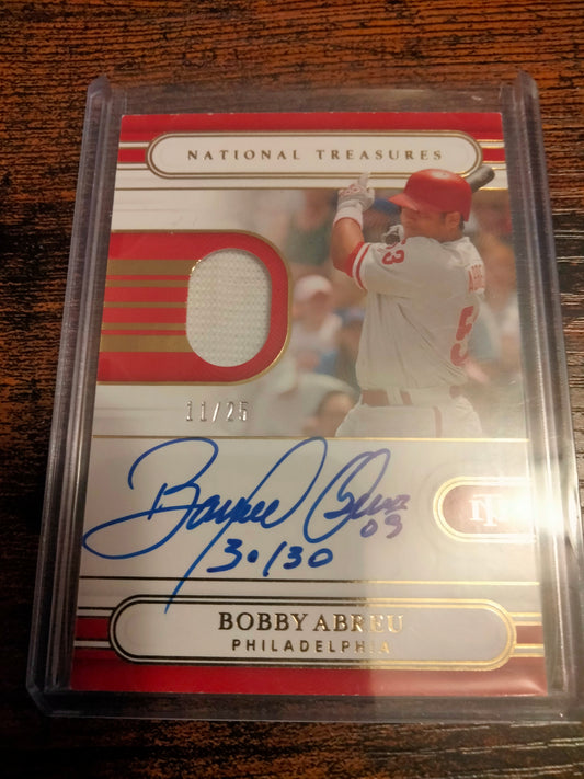 2021 National Treasures Bobby Abreu Autographed #D 11/25 Signed & 30/30 Inscription #TMA-BA