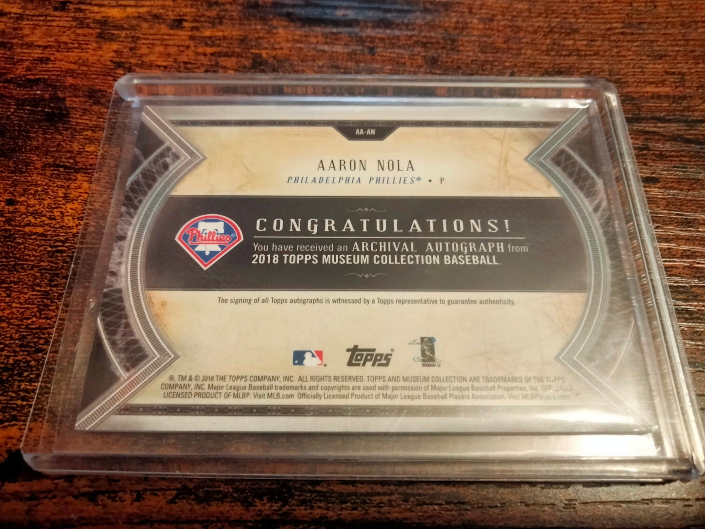 2018 Topps Museum Collection Aaron Nola Autographed #D 028/299