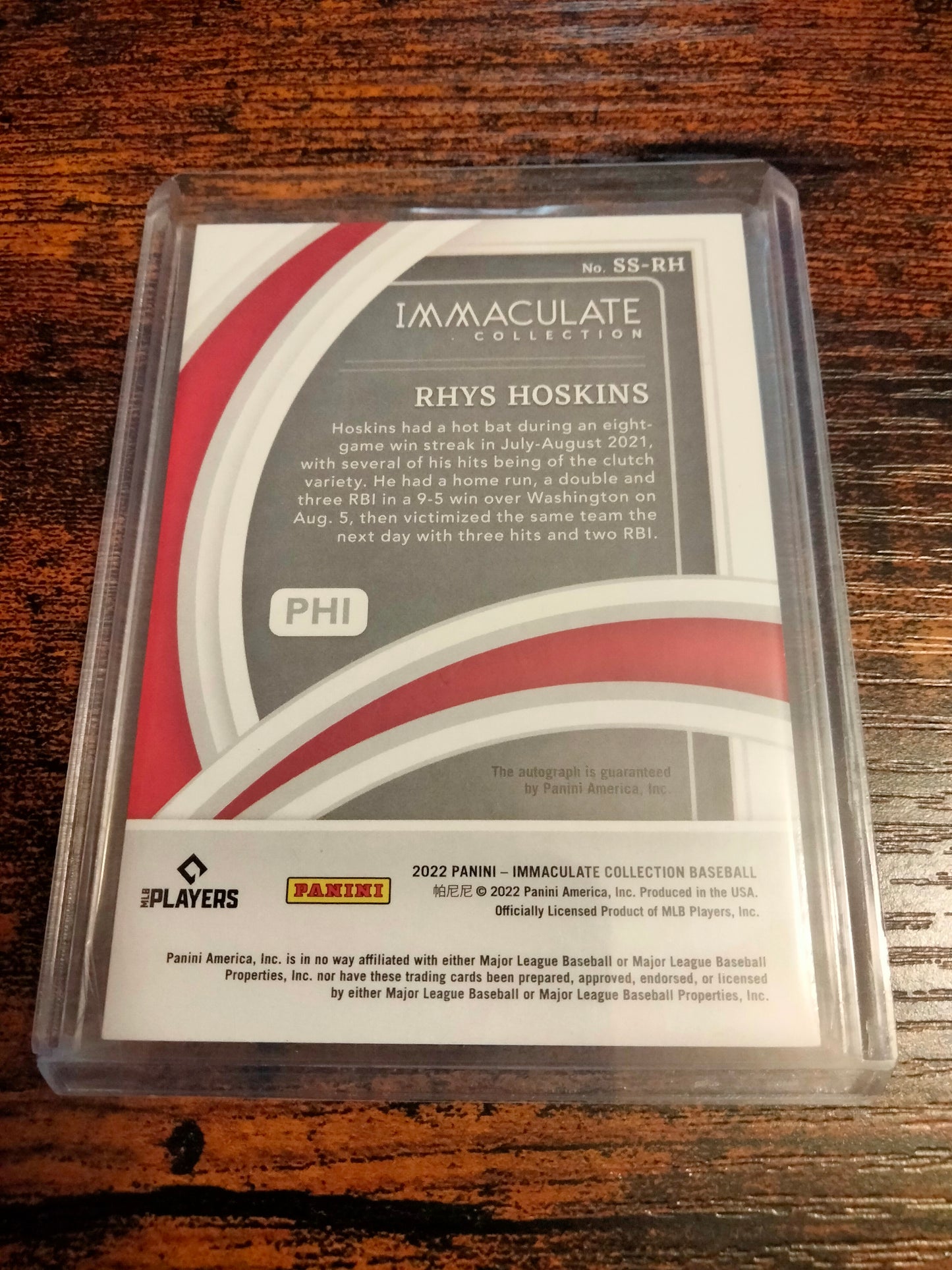 2022 Immaculate Collection Rhys Hoskins Shadowbox #D 23/99 In Card Auto SS-RH