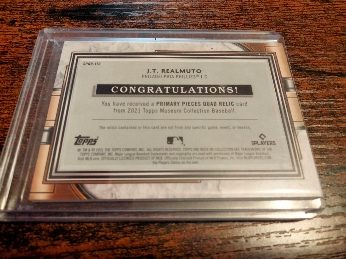 2021 Topps Museum Primary Pieces #D58l75 J.T Realmuto Quad Patch