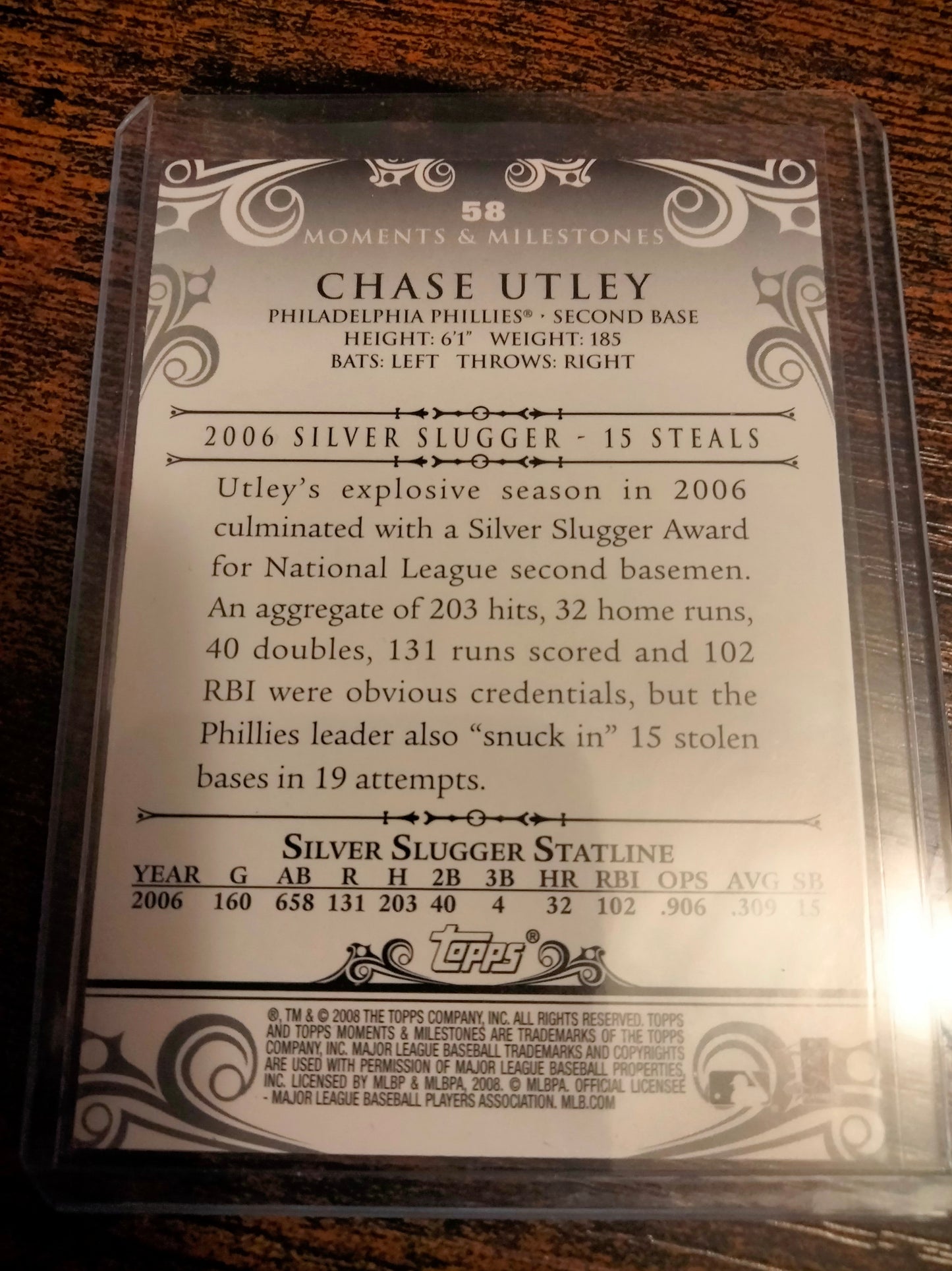 2008 Topps Moments & Milestones Black #D 10/25 Chase Utley #58