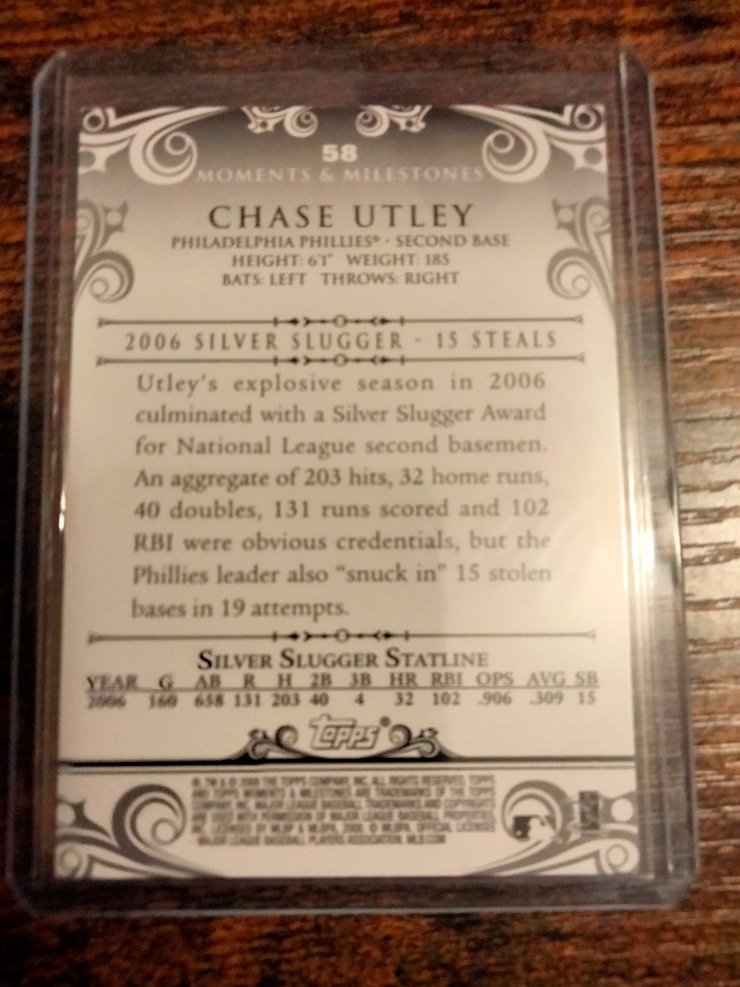 2008 Topps Moments & Milestones Black #D 23/25 Chase Utley #58