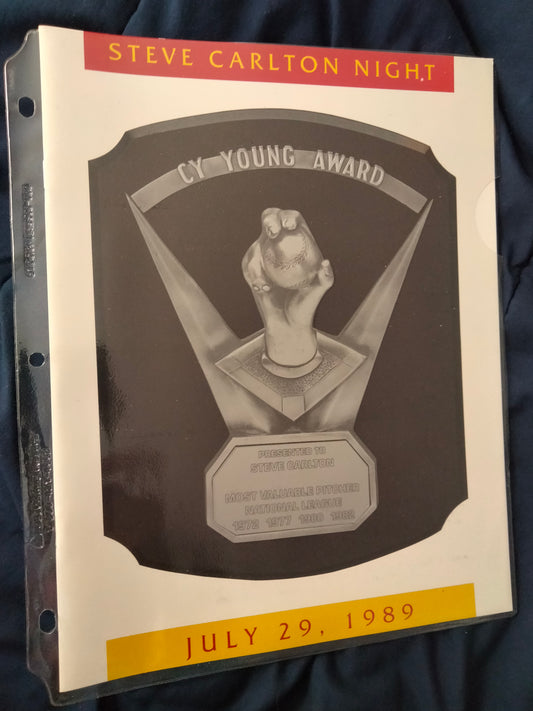 Steve Carlton Night / CY Young Award 7/29/89 Mnt Book