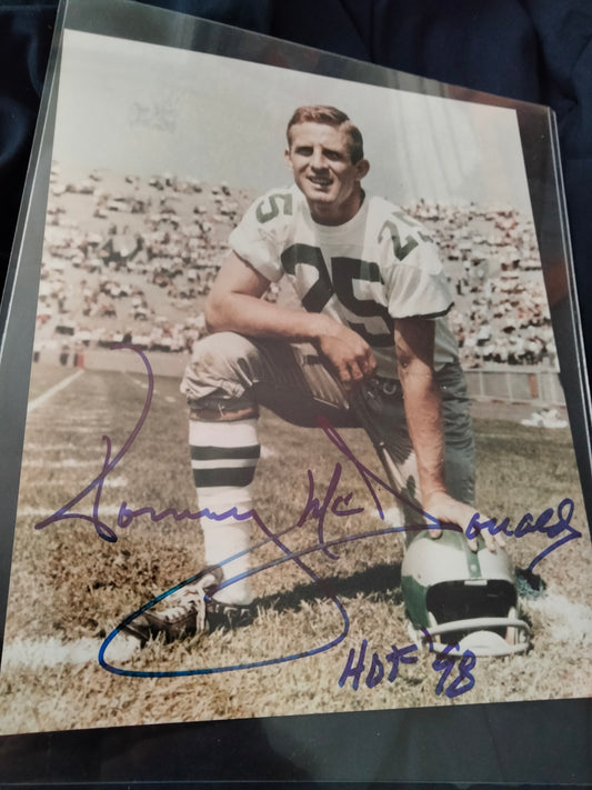 Tommy McDonald "HOF 98" signed 8 x 10 Photo with Inscription photo IP Eagles