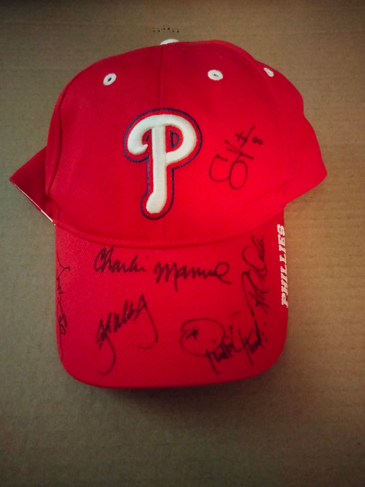 Signed Phillies Hat - Signed by 6 Victorino , Manuel, others