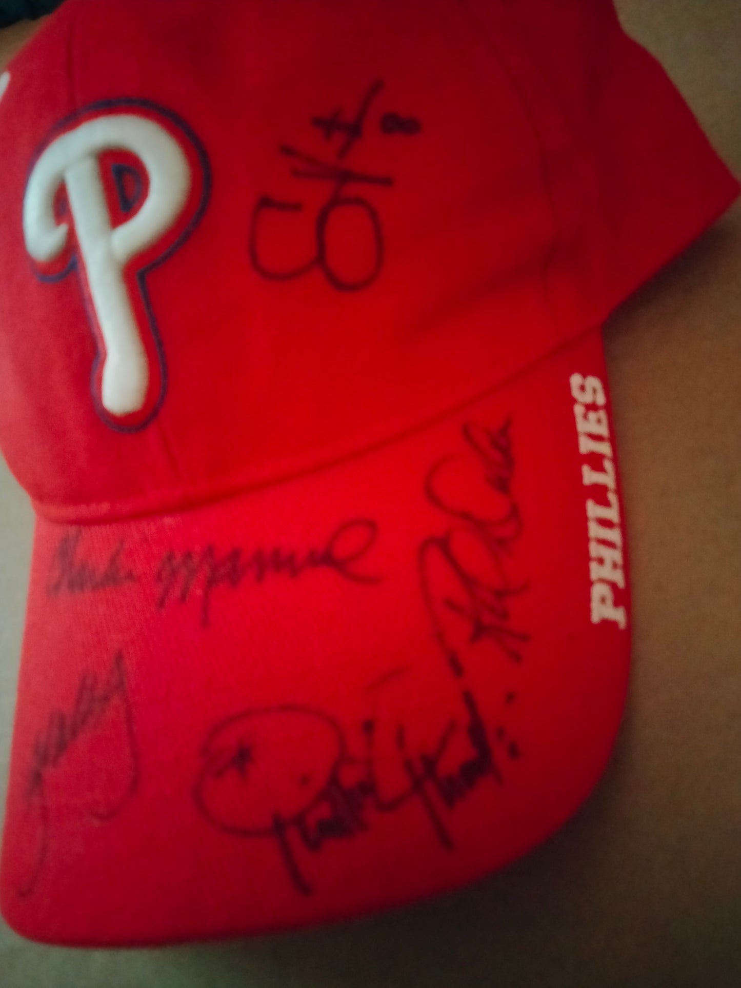 Signed Phillies Hat - Signed by 6 Victorino , Manuel, others