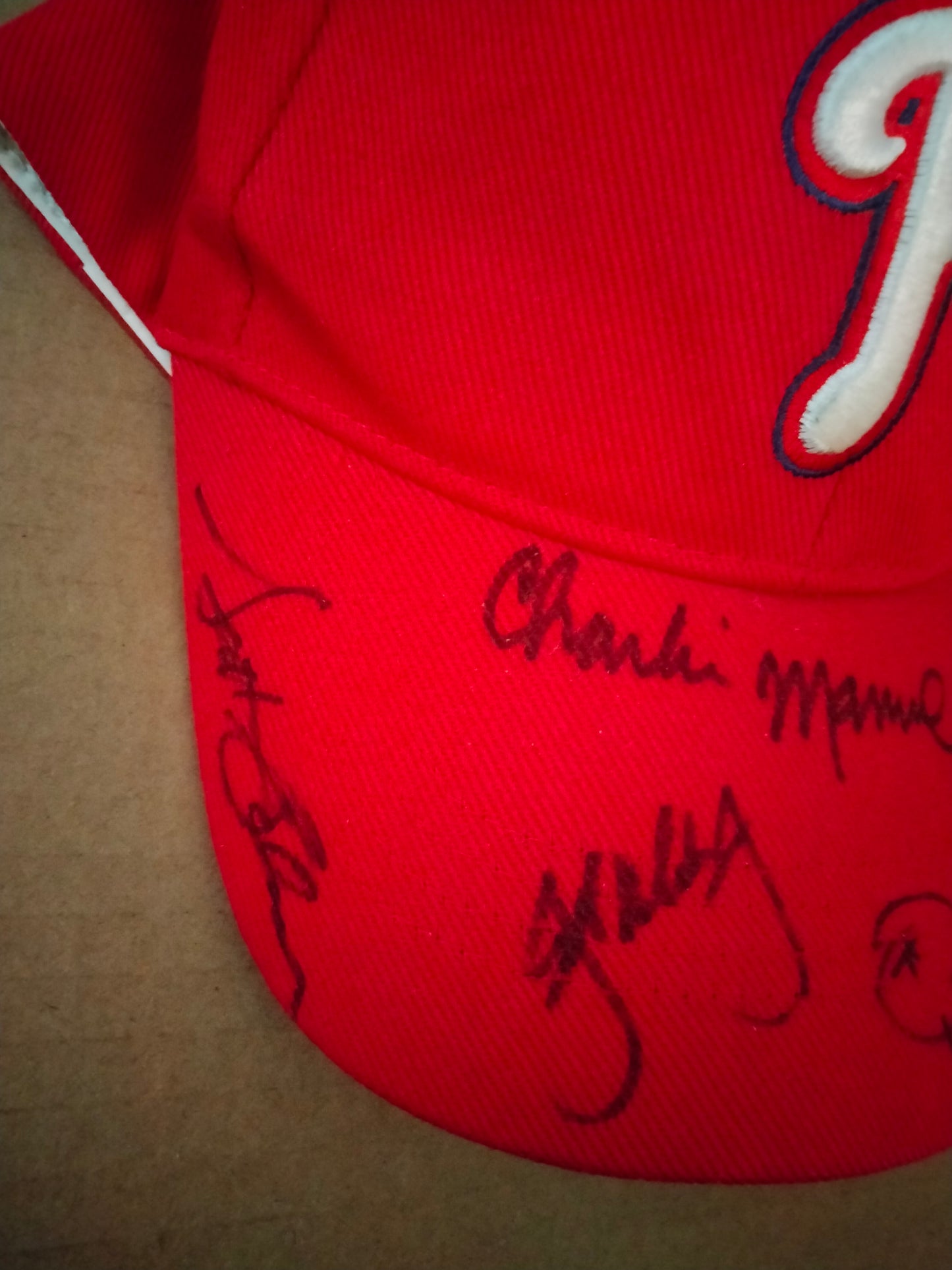 Signed Phillies Hat - Signed by 6 Victorino , Manuel, others