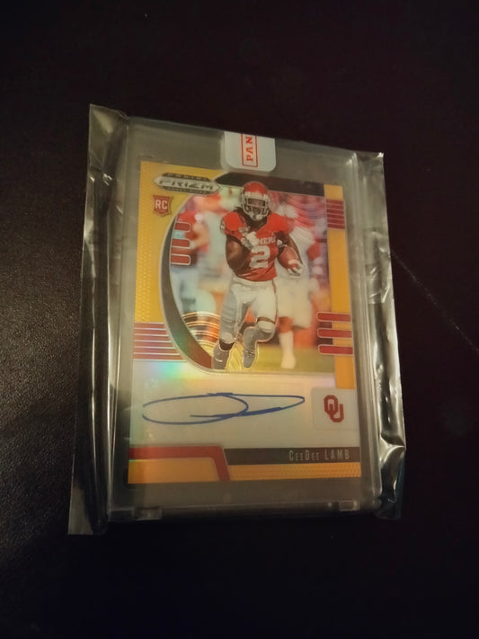 2020 Panini Prizm Draft Neon Orange CeeDee Lamb RC Auto 079/100 Redemption SP Cowboys