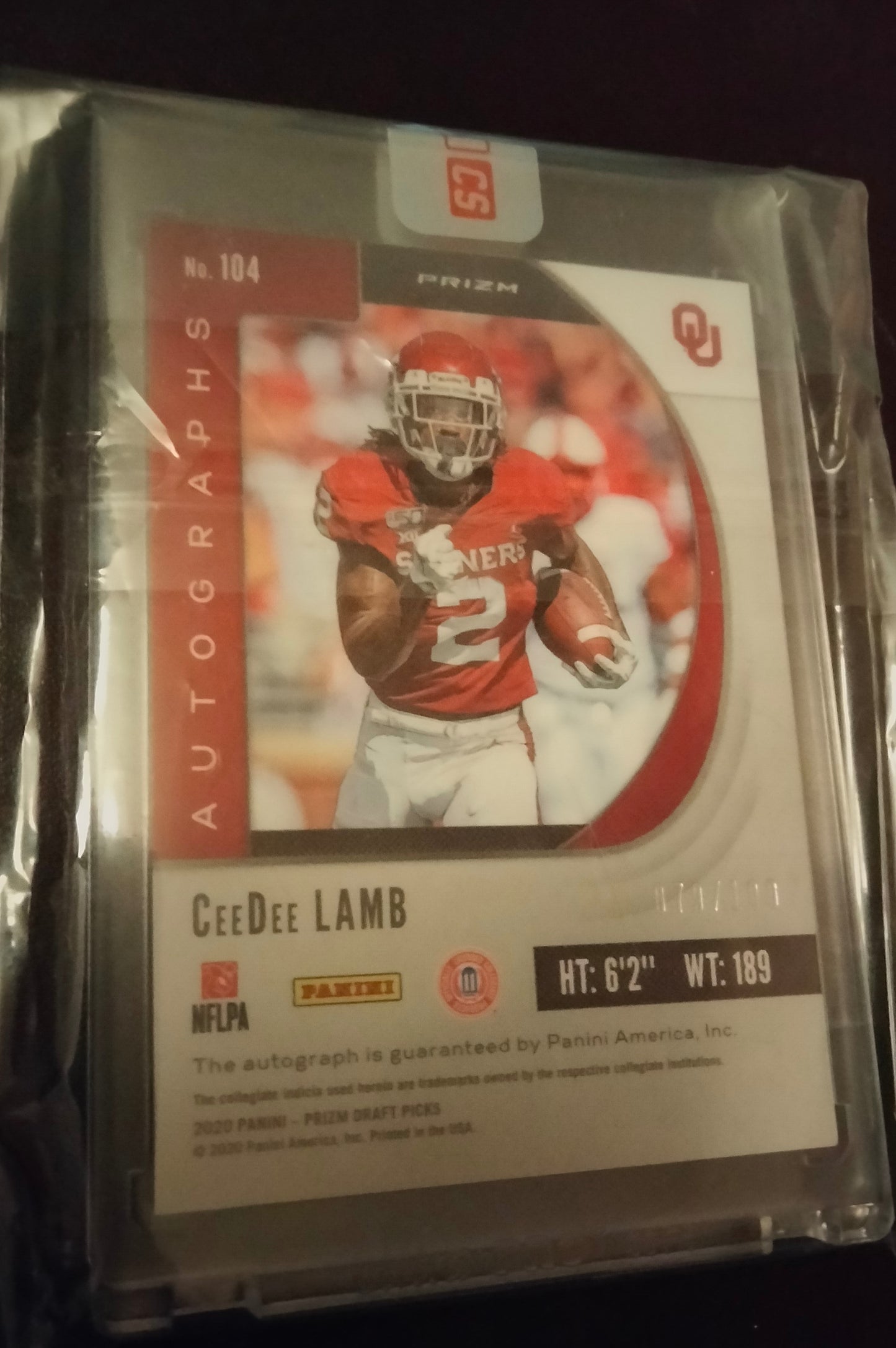 2020 Panini Prizm Draft Neon Orange CeeDee Lamb RC Auto 079/100 Redemption SP Cowboys