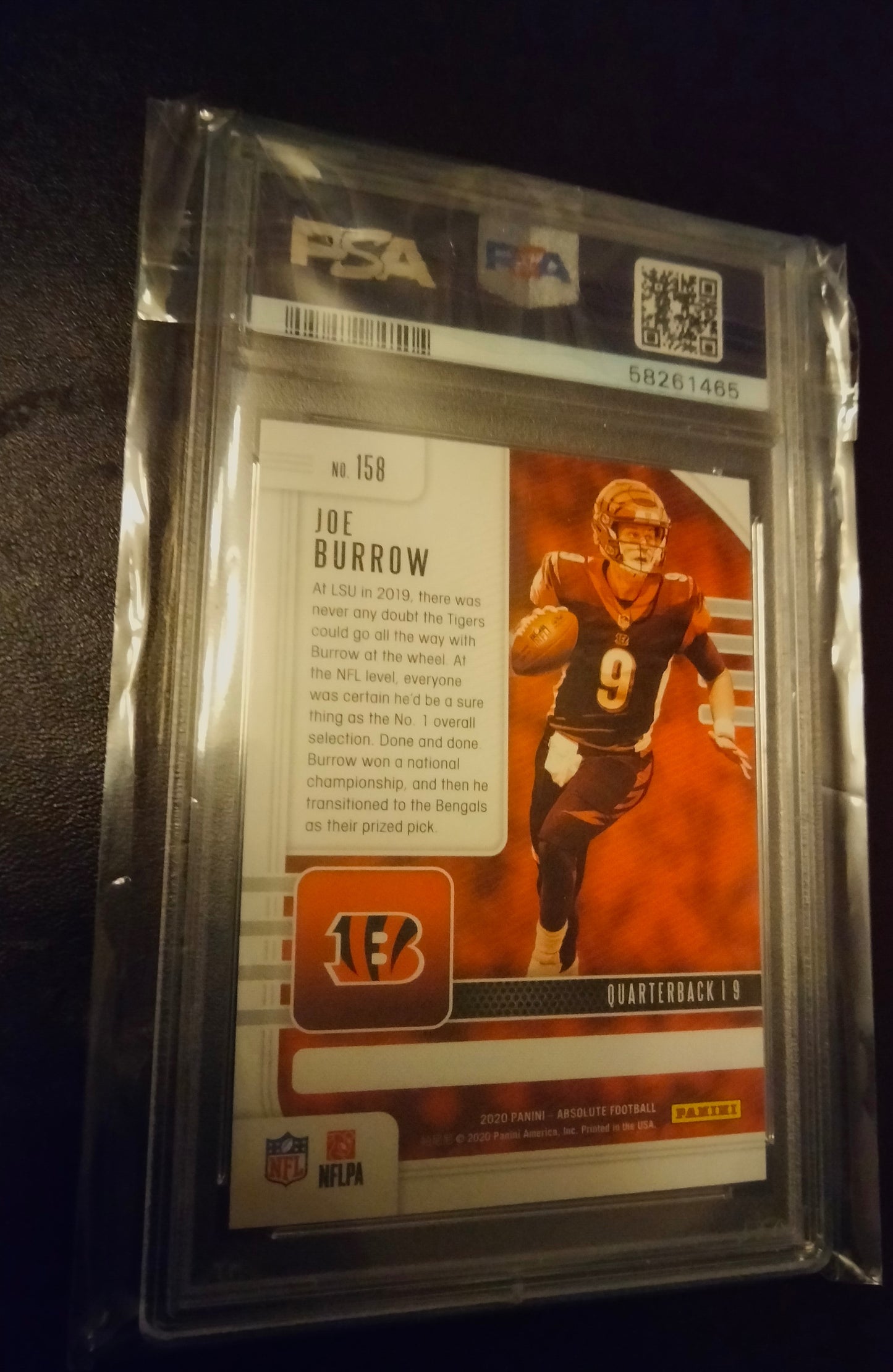 2020 Absolute Joe Burrow Rookie Card RC #158 PSA 10 GEM MINT Bengals