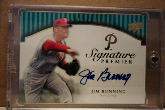 2008 Upper Deck Premier Baseball Jim Bunning Signature Premier Autographed Card #D /14 Phillies