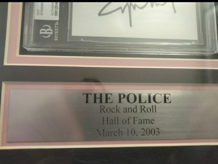 The Police Rock Band Custom Framed Photo / Concert Ticket W/ The 3 Band Members Sting / Andy Summers /  Stewart Copeland Slabbed Cut Autographs