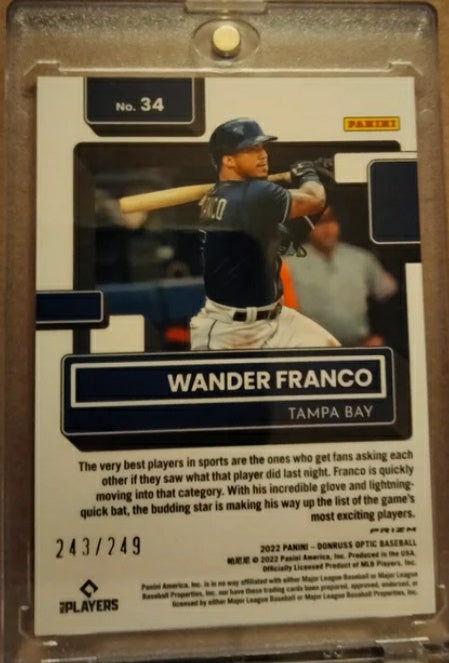 2022 Donruss Optic WANDER FRANCO Rated Rookie Pink Velocity Prizm RC #d 243/249 Rays