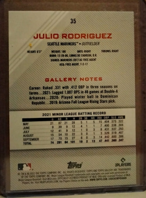 2022 Topps Gallery Julio Rodriguez Rookie RC #35 Seattle Mariners