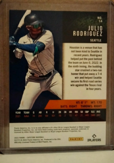 2022 Capstone Baseball Base Red #14 Julio Rodriguez Rookie RC - Seattle Mariners