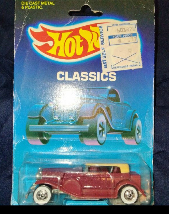 VINTAGE 1988 HOT WHEELS CLASSICS '31 DOOZIE DIE CAST CAR ON CARD