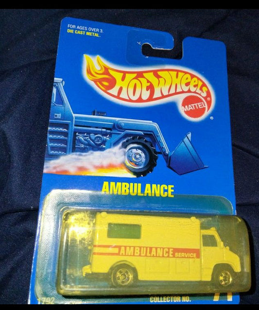 Vintage Hot Wheels Vintage 1992 Yellow American Ambulance Service Diecast Mattel