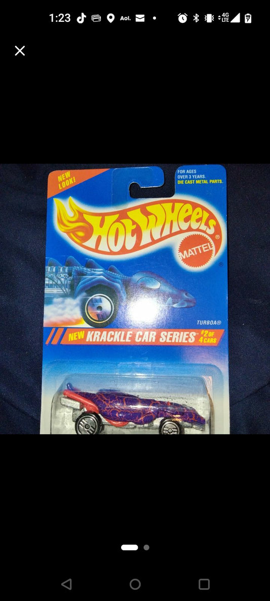 1995 Hot Wheels Krackle Car Series 2 Pack Turboa and Corvette - Green/Purple