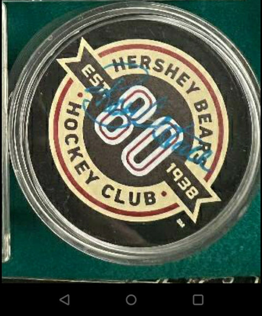 Ron Hextalls Signed Hershey Bears Puck Vintage - Rare