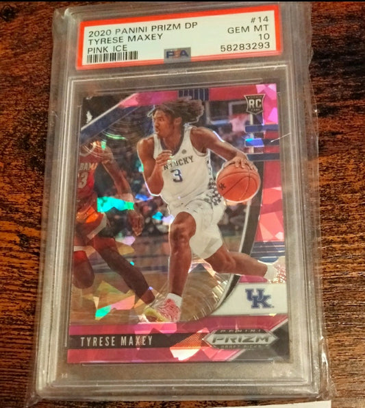 2020-22 Tyrese Maxey Prizm RC Draft Picks Pink Ice #14 PSA Gem Mints 10