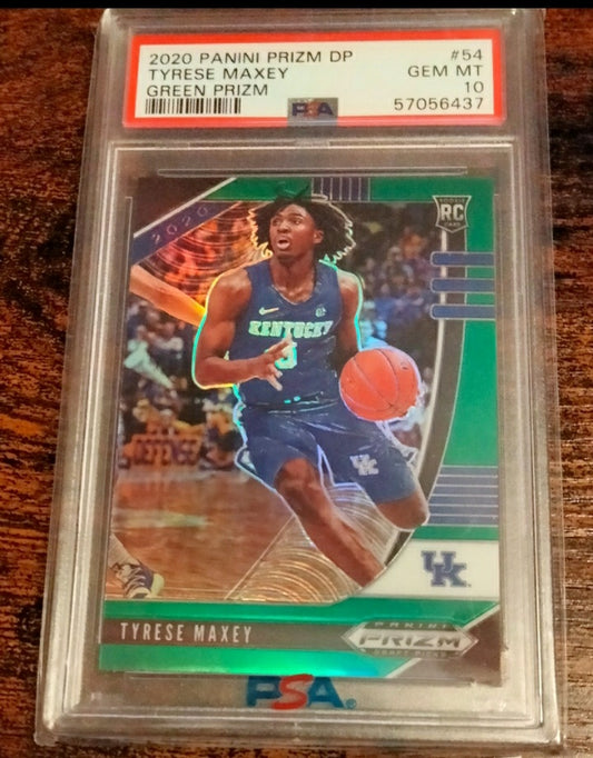 2020-21 Tyrese Maxey Prism Draft #54 Green Prism RC PSA Gem Mint 10