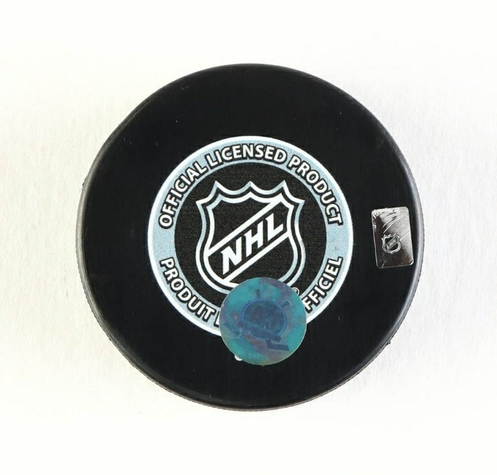 Tony Deangelo Signed 2014 NHL Draft Logo Hockey Puck Inscribed "19th Pick" (AJ's Sports World)