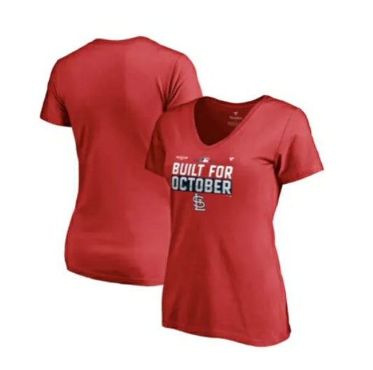 Women's Fanatics Branded Red St. Louis Cardinals Postseason V-Neck T-Shirt Large