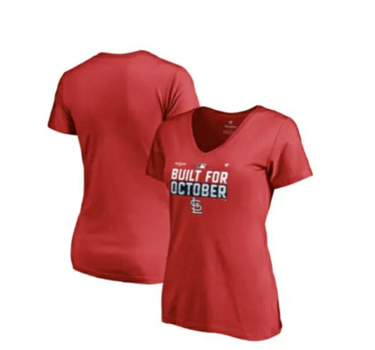 Women's Fanatics Branded Red St. Louis Cardinals Postseason V-Neck T-Shirt XL