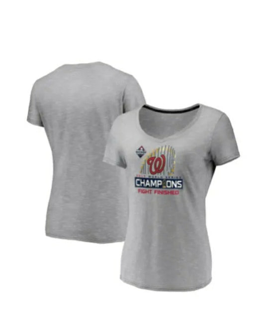 Washington Nationals World Series Champions T-Shirt Women’s V Neck 2 XL NEW