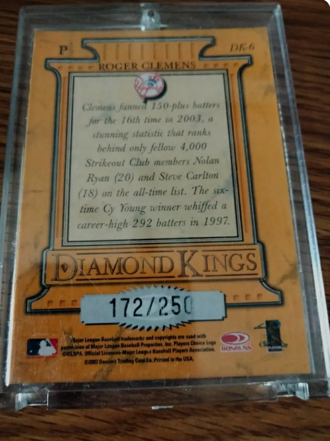 2004 Donruss Diamond Kings Roger Clemens #DK-6 #D 172/250 Yankees