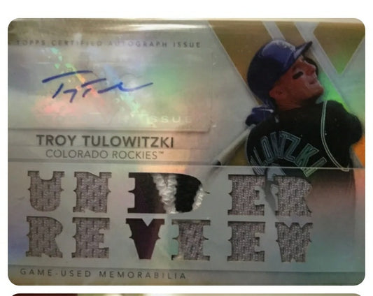 2014 Topps Triple Threads Autograph Relics #d 5/9 TTAR-TT3 Troy Tulowitzki Auto Rockies