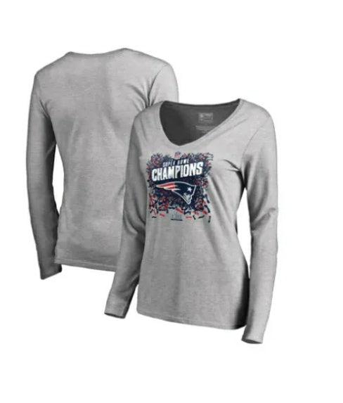 Women's New England Patriots Pro Line Heather Gray Super Bowl Long Sleeve  L