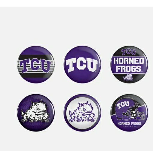 Texas Christian TCU Horned Frogs Team Logo Winfraft Pinback Button-Set of 6