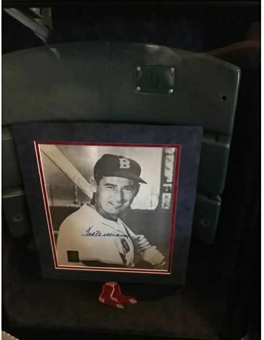 Ted Williams Auto Signed 11 x 14 Photo Fenway Park Seat #9 Shadowbox Custom Framed Red Sox